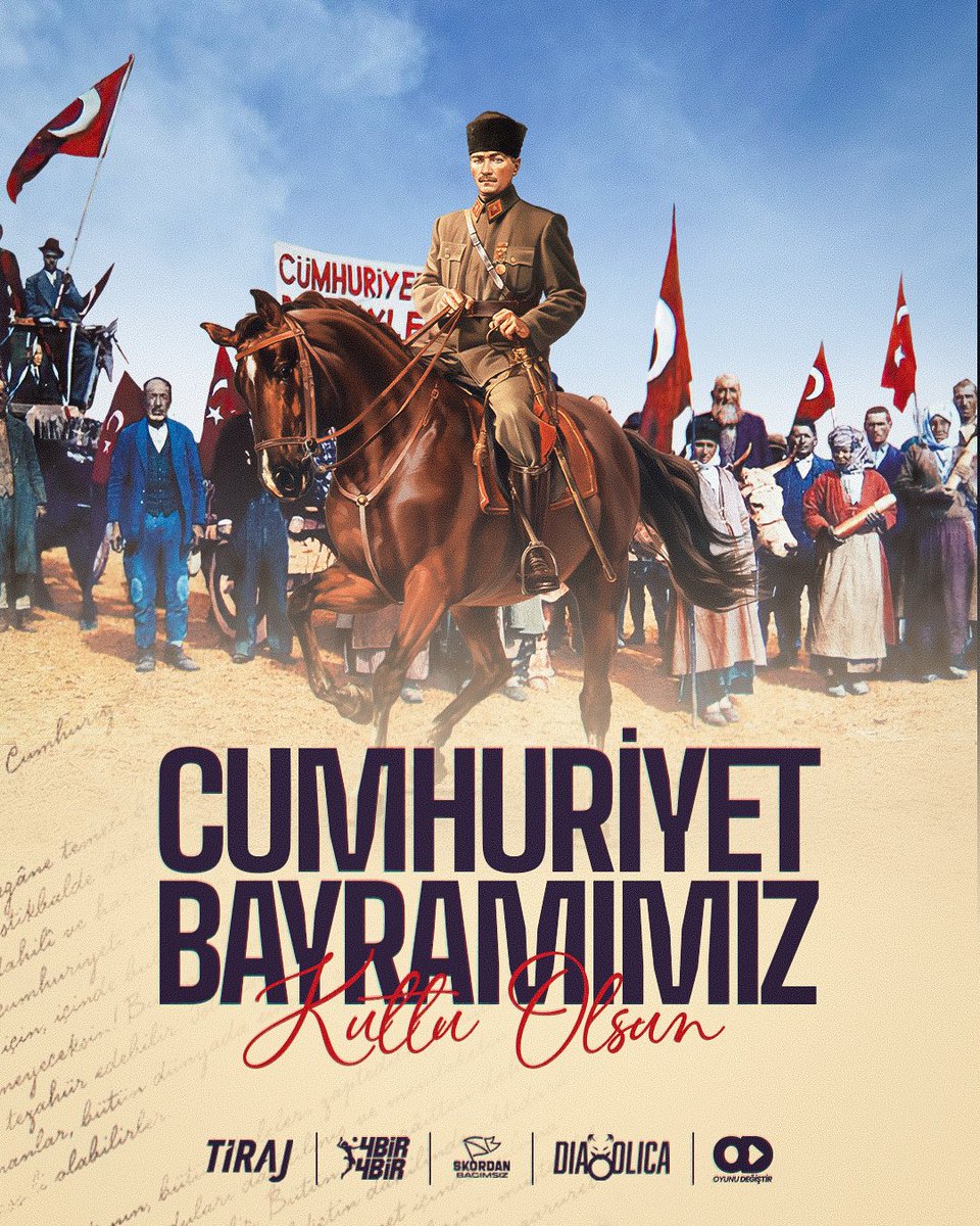 29 Ekim Cumhuriyet Bayramımız kutlu olsun!

🇹🇷 Cumhuriyetimizin 102. yılını gururla kutluyor, Gazi Mustafa Kemal Atatürk ve silah arkadaşlarını minnet ve saygıyla anıyoruz. Cumhuriyetimiz ilelebet payidar kalacaktır!