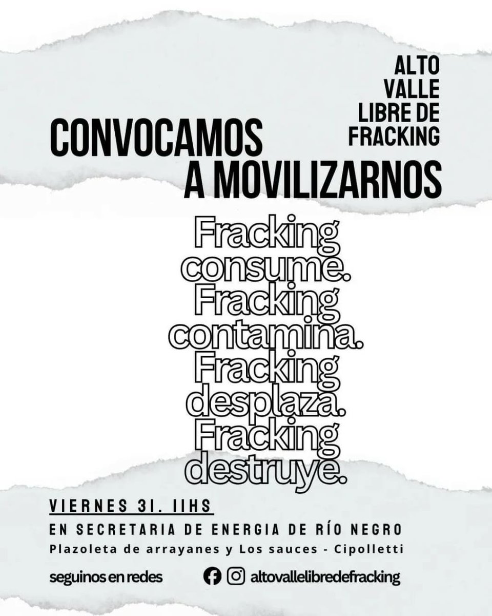 DetzelMonica's tweet image. ¿Sabés
que para llevar adelante la práctica utilizan
grandes cantidades de agua dulce es decir... el agua que es
para el riego y consumo humano?
- qué hacen
con las aguas residuales
con las aguas contaminadas?
#NoAlFracking
Muchas poblaciones
ya están padeciendo
sus consecuencias