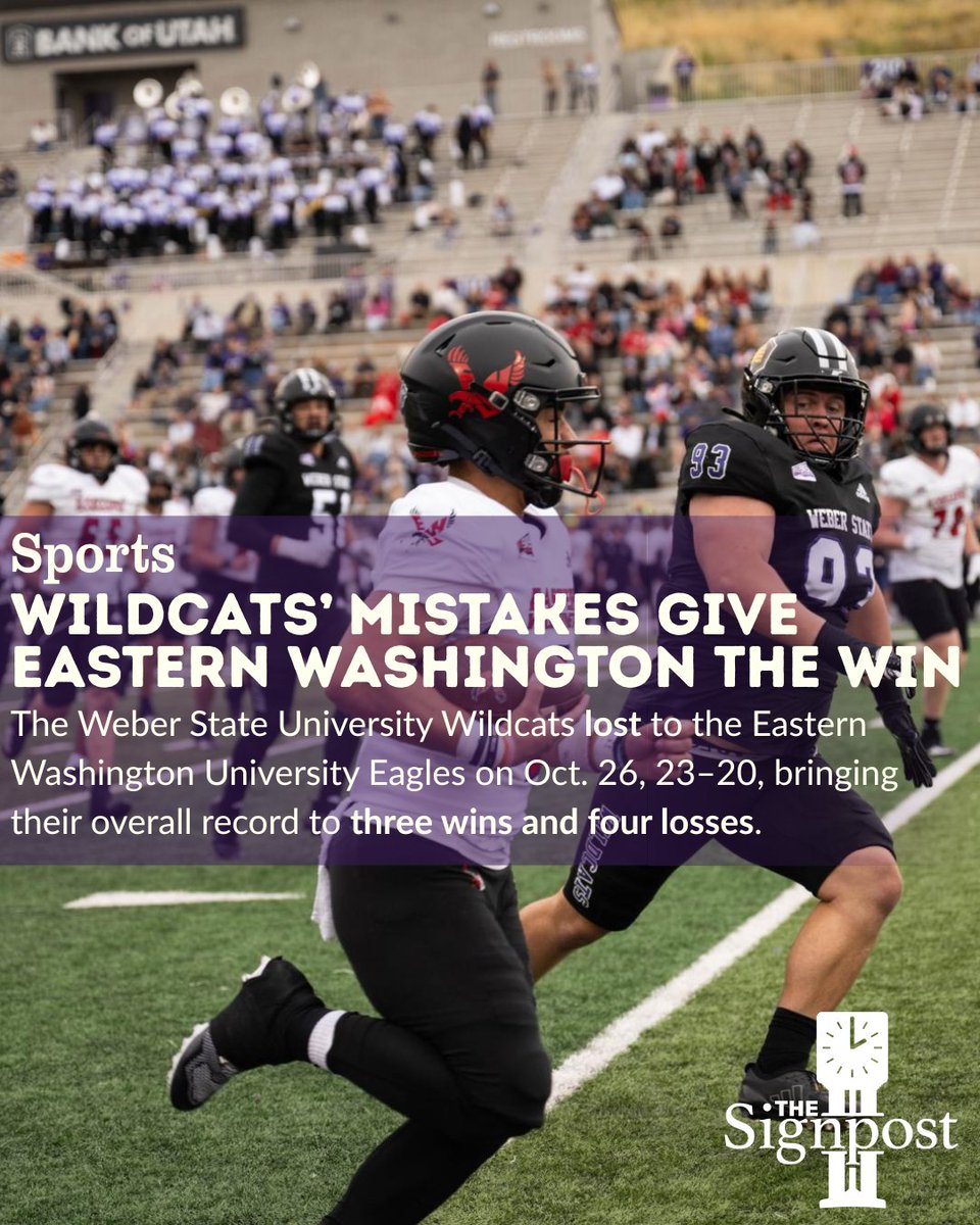 WSUSignpost's tweet image. ⬆️ Read the whole story on our website, link in our bio!

✍️: Gavin Nelson | Sports Editor, the Signpost
✍️: Victoria Hernandez | Translation Co-Editor, the Signpost
📸: Mindy Brown | Copy Editor, the Signpost

#Football #Weberstate #WSU #Easternwashington #Football #Ogden #Utah