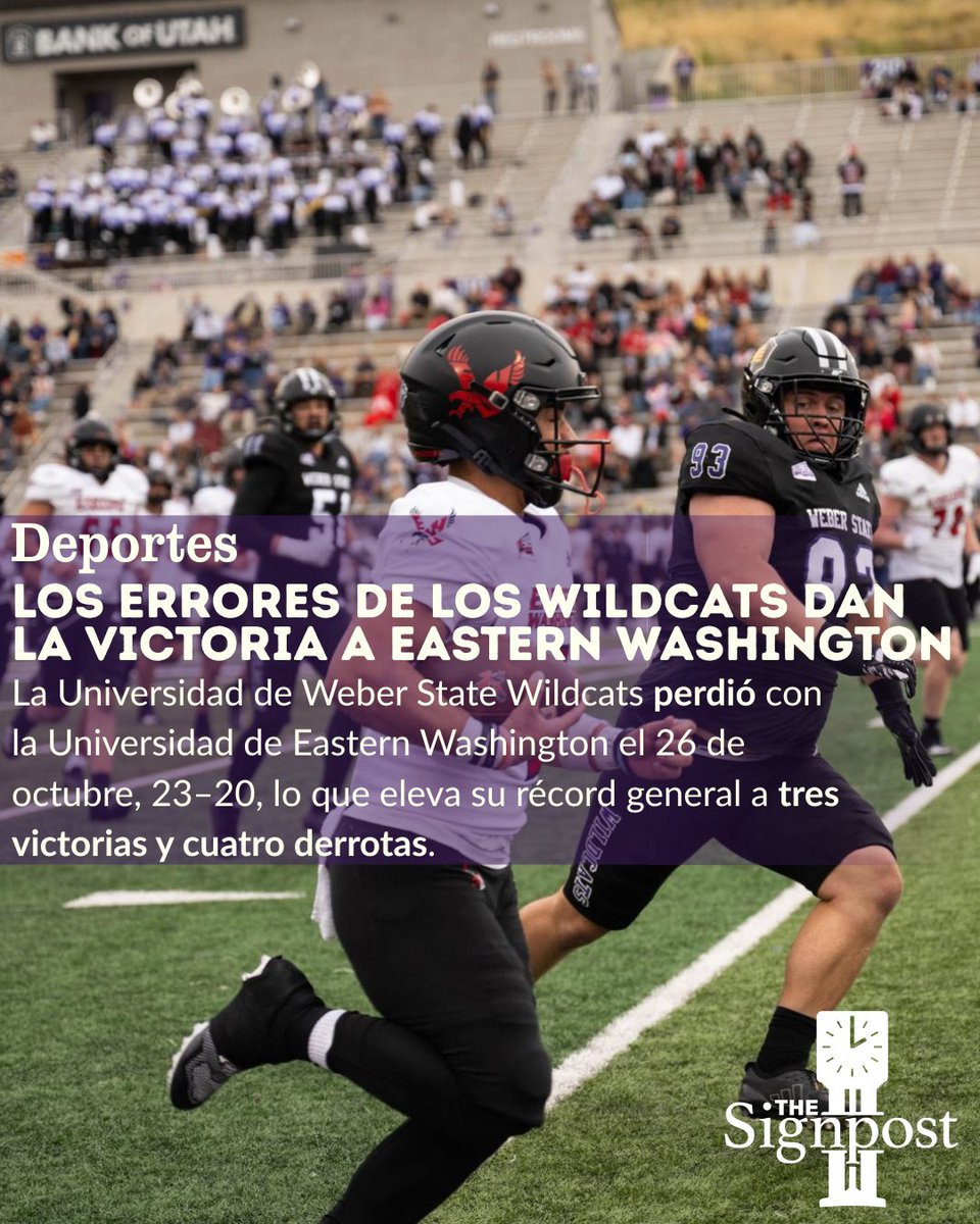 WSUSignpost's tweet image. ⬆️ Read the whole story on our website, link in our bio!

✍️: Gavin Nelson | Sports Editor, the Signpost
✍️: Victoria Hernandez | Translation Co-Editor, the Signpost
📸: Mindy Brown | Copy Editor, the Signpost

#Football #Weberstate #WSU #Easternwashington #Football #Ogden #Utah