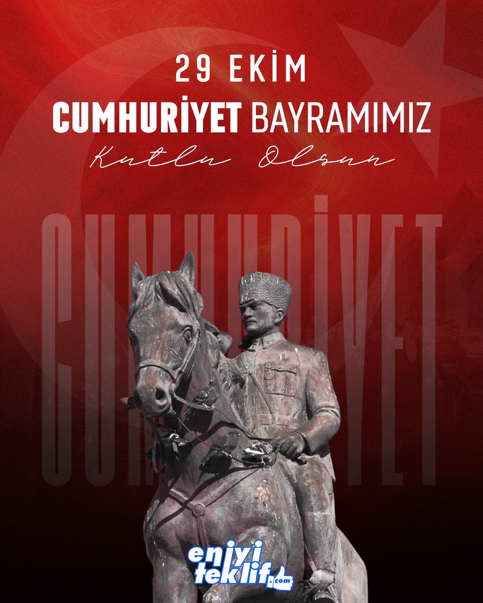 eniyiteklifcom's tweet photo. 🇹🇷 Cumhuriyetimizin 102. Yılı Kutlu Olsun! 
Bugün; bağımsızlığımızı, özgürlüğümüzü ve Cumhuriyetimizi coşkuyla kutluyoruz. Başta Gazi Mustafa Kemal Atatürk olmak üzere, bu toprakları bize emanet eden tüm kahramanlarımızı saygı ve minnetle anıyoruz. 
#29Ekim #CumhuriyetBayramı https://t.co/H51vboFMZt