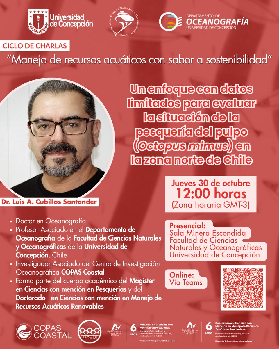 Estudiantes del Doctorado en Ciencias con mención en Manejo de Recursos Acuáticos Renovables (MaReA) y del Magíster en Ciencias con mención en Pesquerías de la <a href="/udeconcepcion/">Universidad de Concepción</a> invitan cordialmente al Ciclo de charlas “Manejo de recursos acuáticos con sabor a sostenibilidad”.