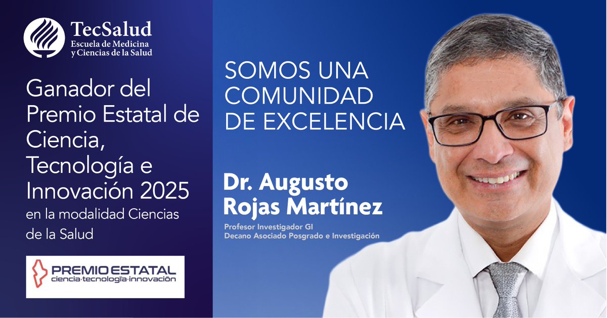 emcs_tecdemty's tweet image. Desde la EMCS felicitamos a Dr. Augusto Rojas Martínez reconocido por el Consejo General para el Fomento a la Investigación Científica, Tecnológica y de Innovación, a las aportaciones ha hecho al avance de la ciencia y la salud de  las poblaciones. Muy merecido #OrgulloTec