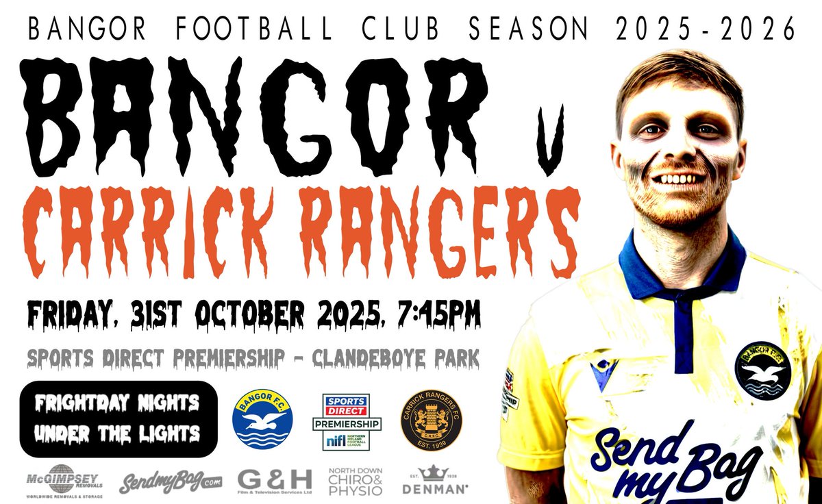 🎃 We’ve a spook-tacular Friday night in store at Clandeboye Park. 

Tickets ⬇️

bangorfc.com/tickets.php

🟡🔵
