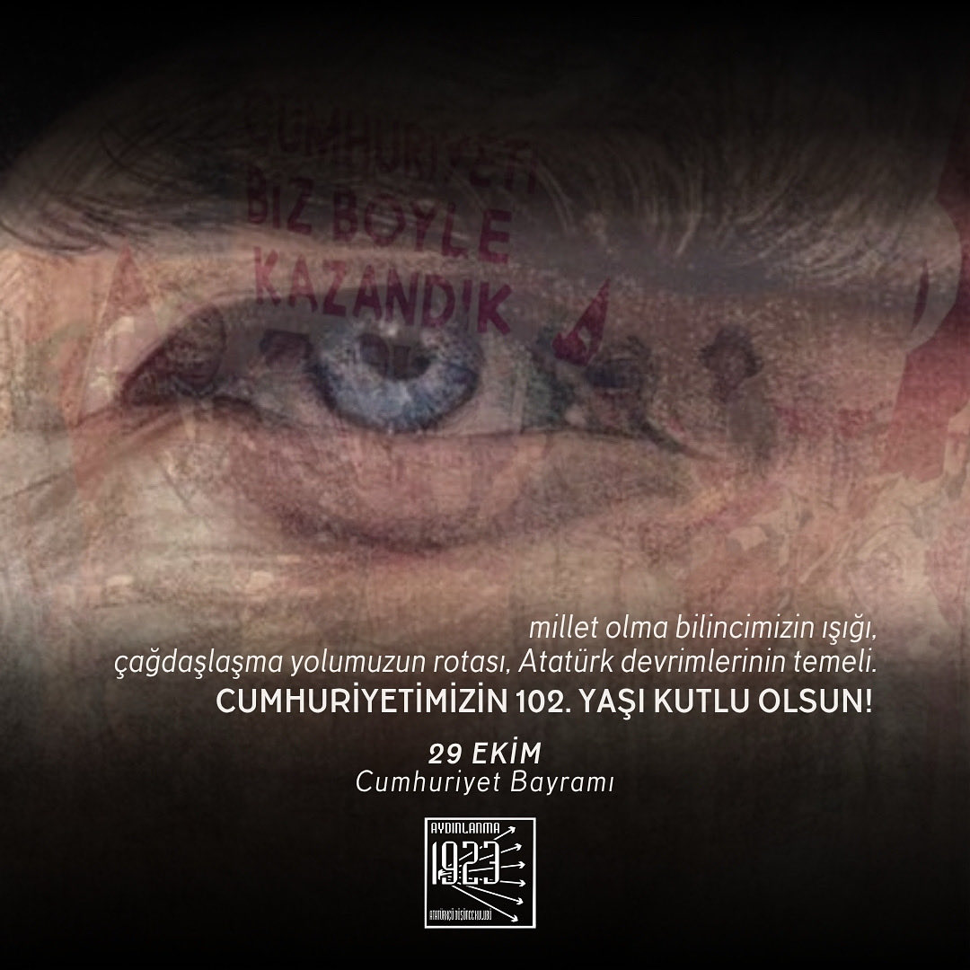 Cumhuriyet; millet olma bilincimizin ışığı, çağdaşlaşma yolumuzun rotası, Atatürk devrimlerinin temelidir.

Bu temelin üstüne bilimin, sanatın, uygar yaşamın tuğlalarını örecek olanlar Atatürk'ün gençleridir.

Cumhuriyetimizin 102. yaşı kutlu olsun! 🇹🇷