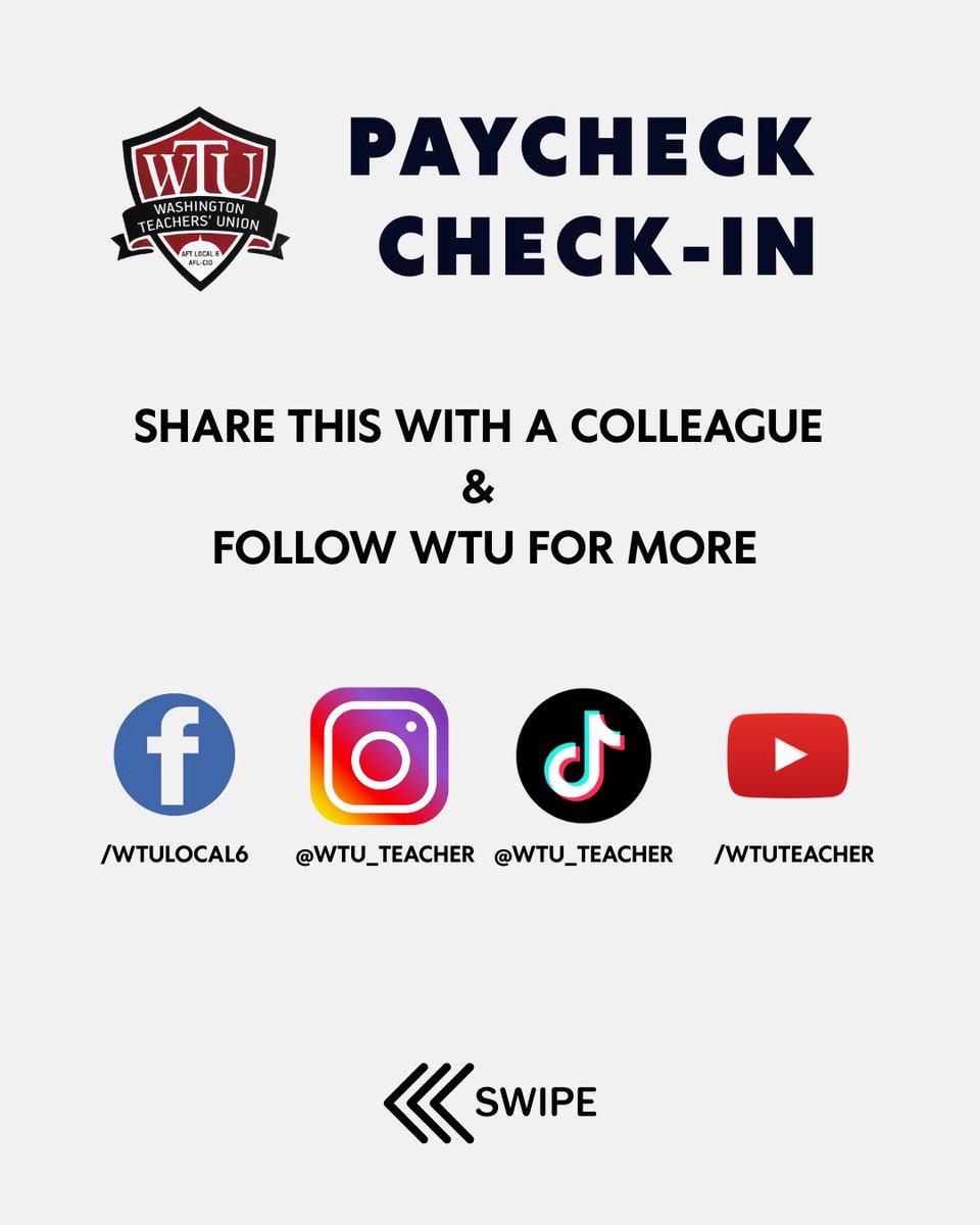 Heads up: WTU dues increase to $43.97 on your 10/31 paycheck as part of the SY24 catch-up plan.
Not a member or need to re-enroll? See the steps to join here:

assets.nationbuilder.com/wtulocal6actio…

 #DCPS #MembershipMonth