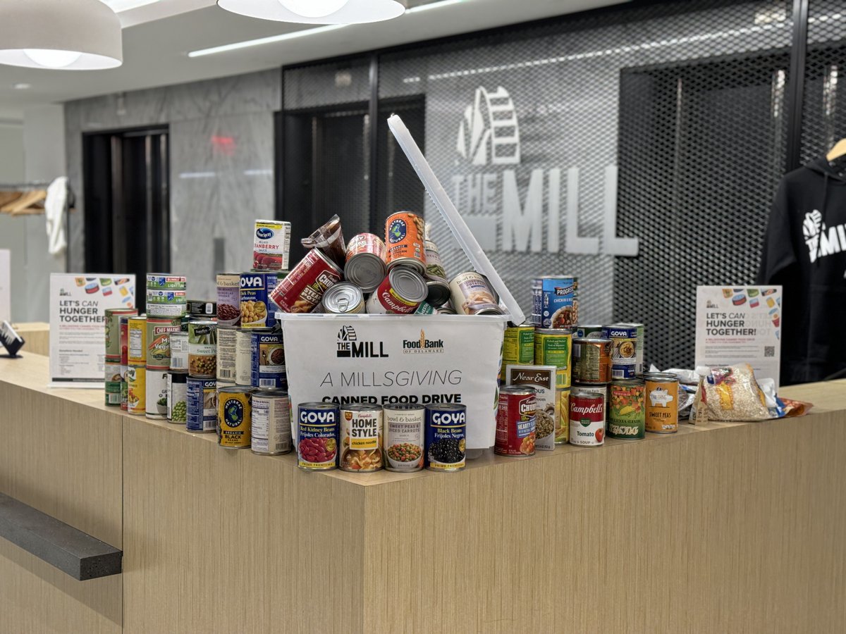 TheMillDE's tweet image. Millsgiving is back! 🥫

Join us Nov 12 at 10:15am for a convo with @FoodBankofDE on fighting hunger in Delaware, then help us kick off our 3rd Annual Canned Food Drive. Bring canned goods &amp;amp; let’s CAN hunger together! 

Get more details 👉 themillspace.com/millsgiving-fo…