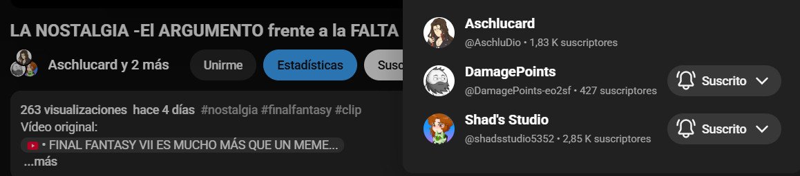 Buena implementación de YouTube lo de las colaboraciones como una forma de poder llegar más lejos poniendo a quienes han trabajado contigo en ese vídeo.

Espero que esto funcione y así haya más sensación de comunidad, que hace falta.