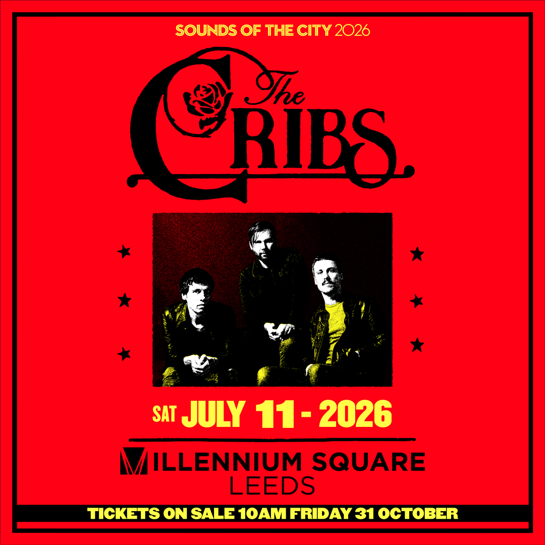 millsqleeds's tweet photo. We’re thrilled to welcome British indie rock band @thecribs back to Millennium Square on Saturday 11 July 2026! 🎶

👉 Sign up now for exclusive venue 24hr presale
access: link in bio

🎟️ General sale: Fri 31 Oct

#TheCribs #SOTC #SummerSeries
#MillenniumSquareLeeds #LeedsMusic https://t.co/4iWovnlq8i