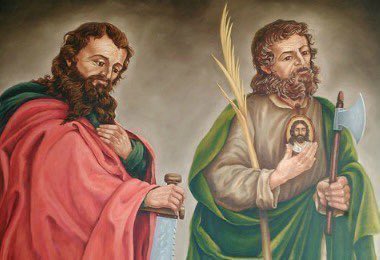 FeEspana's tweet photo. Hoy celebramos a #SanSimón y a #SanJudas Tadeo, #apóstoles.
Hay pocas noticias de su labor evangélica, pero se cree que predicaron juntos y ambos sufrieron el martirio. A San #Judas se le invoca como patrón de las causas difíciles o imposibles. https://t.co/fL0ThnevaK