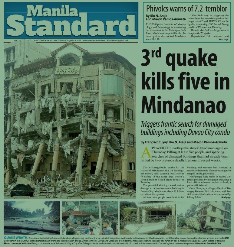 29 October 2019 1:05 UT
Mw6.6 #earthquake, largest in a 15-day sequence (with also Mw6.4 and Mw6.5), hit Cotabato province, Mindanao, Philippines, causing landslides, destroying houses and killing 40 people.
earthquake.usgs.gov/earthquakes/ev…
en.wikipedia.org/wiki/2019_Cota…
manilastandard.net/dailypdf