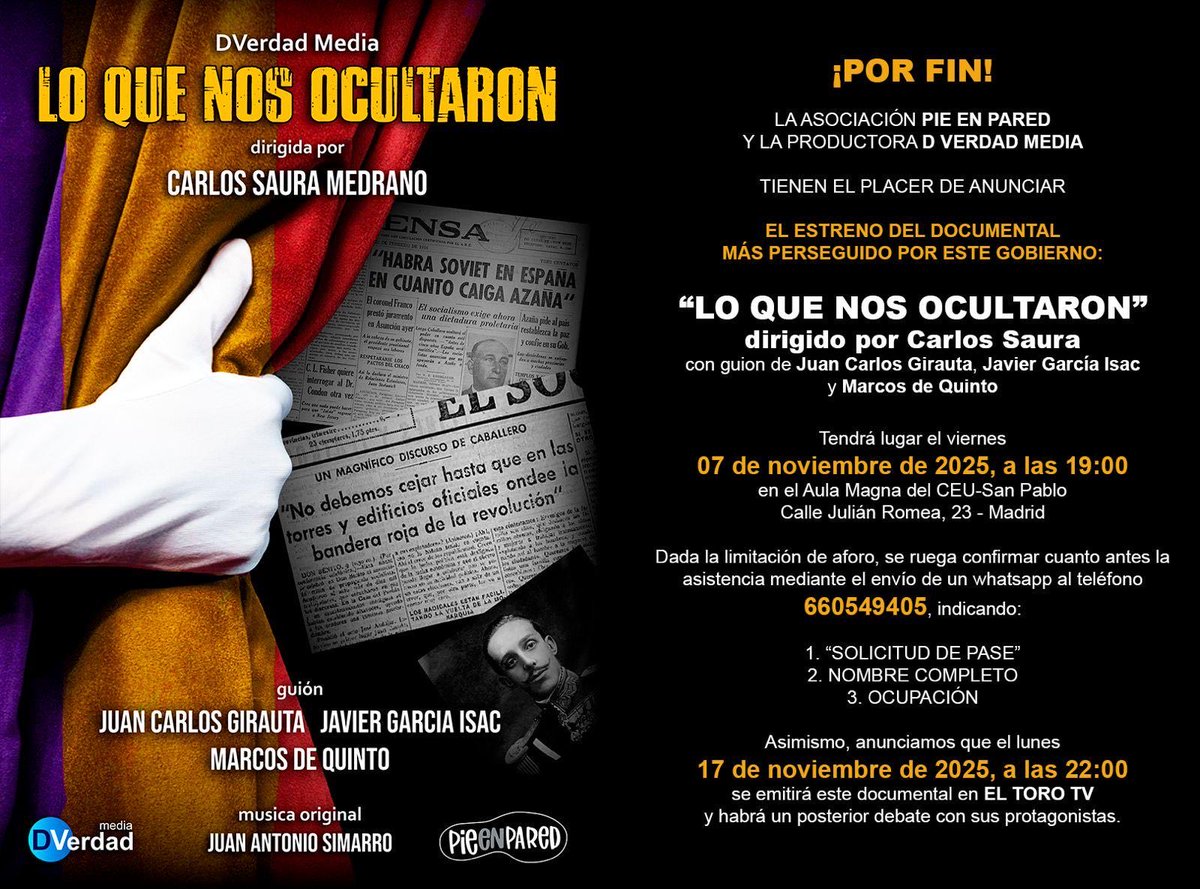 El documental prohibido se estrena por fin.  

Lo que hizo el PSOE en la Segunda República.

‘Lo que nos ocultaron’