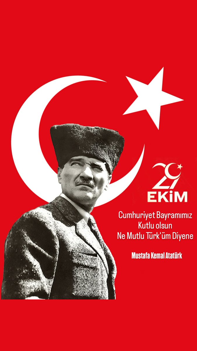 29 Ekim Cumhuriyet Bayramımız kutlu olsun.

Ne Mutlu Türk'üm Diyene 
#MustafaKemalAtatürk