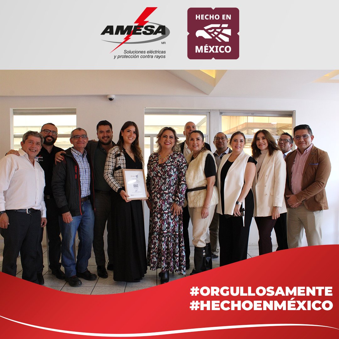 ¡OFICIAL! 🇲🇽 CONSORCIO AMESA S.A. DE C.V. ya tiene la autorización de uso de las marcas HECHO EN MÉXICO y MADE IN MÉXICO de la Secretaría de Economía.

Un distintivo que reafirma la calidad y el origen de nuestros productos eléctricos. ¡Gracias por confiar en el talento mexicano!