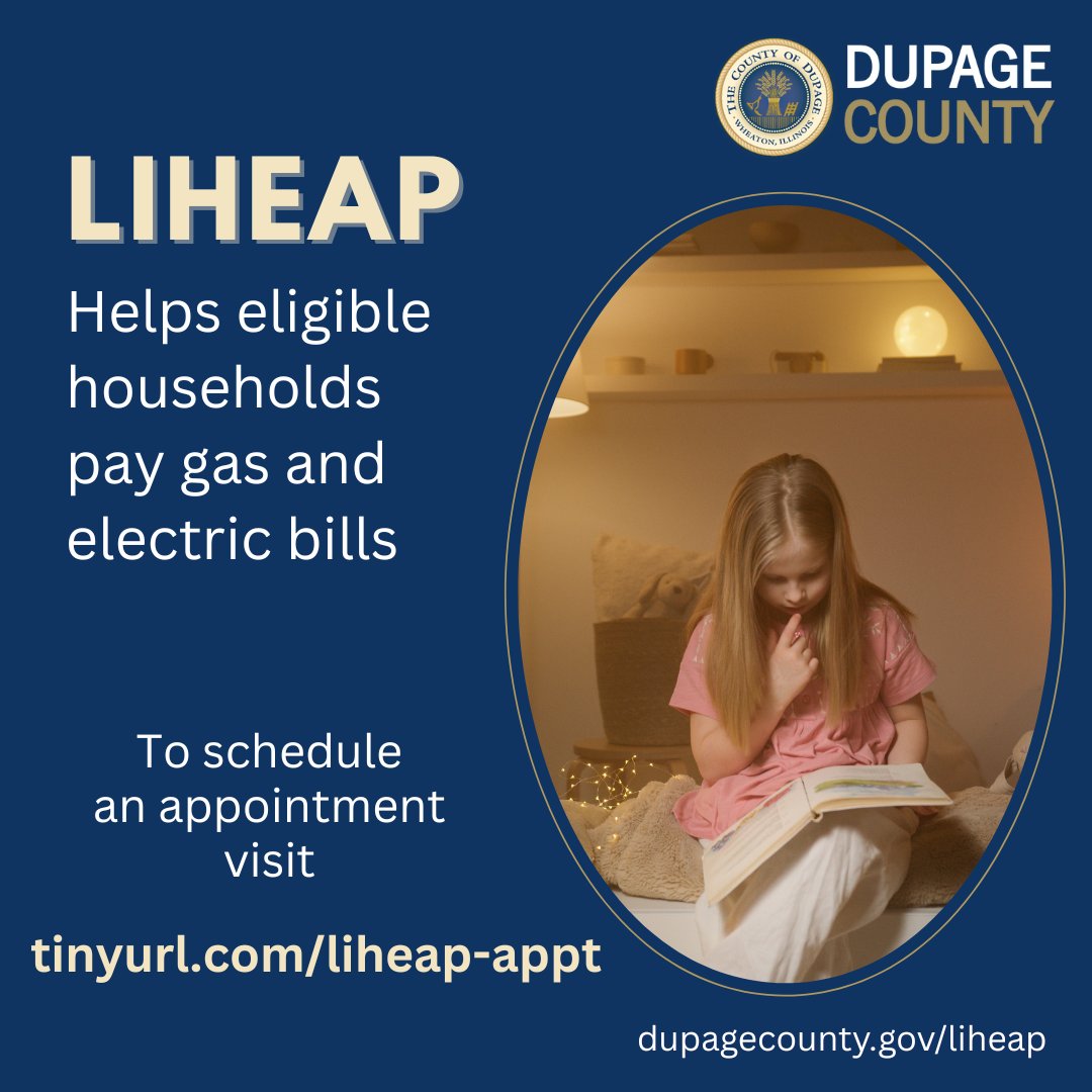 DuPageCountyCS's tweet image. Income-eligible households can schedule their appointments for the Low Income Home Energy Assistance Program (#LIHEAP) online at tinyurl.com/liheap-appt! See if you qualify for for help on your utility bills at dupagecounty.gov/liheap/.  Call 211 for an application site near you.