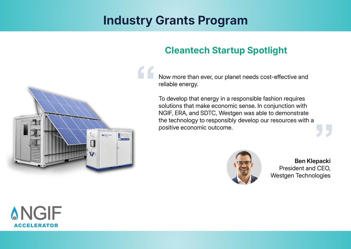 NGIFCapital's tweet image. #NGIFAccelerator is pleased to announce the successful completion of Westgen Technologies’ EPOD project!

Read more here: ngif.ca/westgen-techno…

#EmissionsReduction #MethaneVenting #IndustryGrantsporgram #EPOD