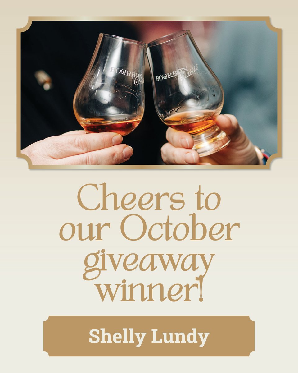 🥃 Cheers to our October giveaway winner, @fabnfit.lifestyle! 🎉
We can’t wait to see you at Bourbon Classic 2026. Thank you to everyone who entered — stay tuned for more chances to sip, savor, and celebrate with us!
#BourbonClassic #KentuckyBourbonTrail #BourbonLovers
