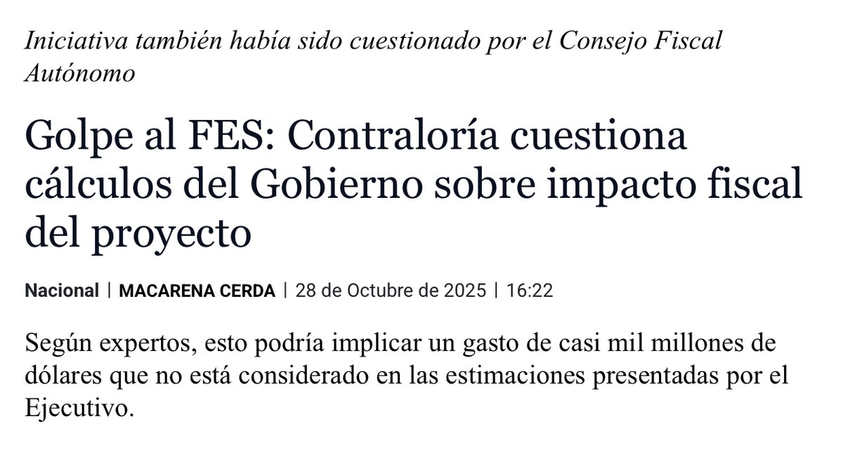 La Contraloría acaba de confirmar  que el FES no será un problema de los estudiantes, sino de TODOS

La ilusión del gobierno es que su reparto educacional lo paguen los mismos estudiantes, cuando el 60% es moroso. El deficit que pagará el Estado (nosotros) será de $1000 millones
