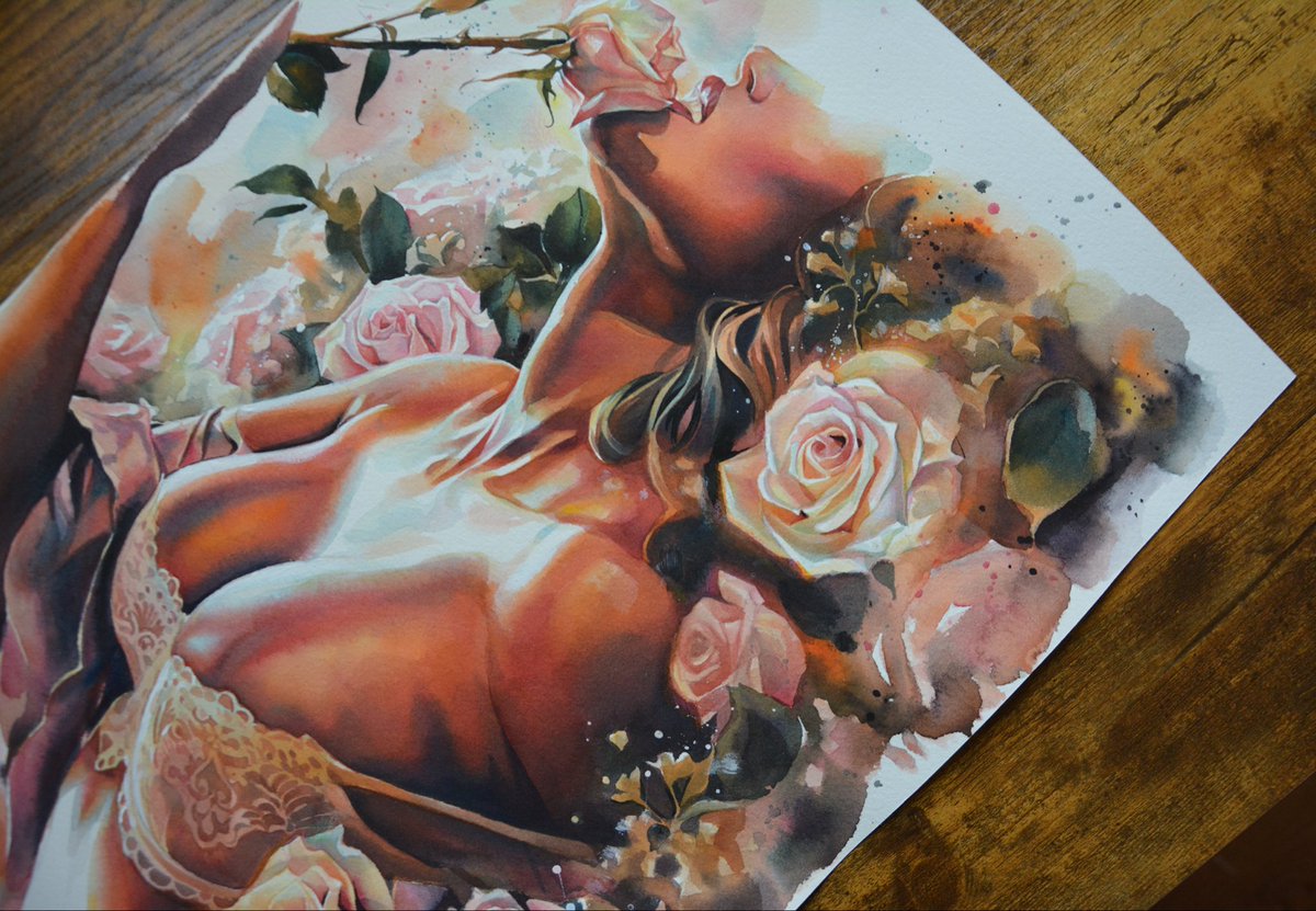 EllectraArt's tweet photo. Original watercolour painting 🌹 A3 size on 100% cold pressed cotton paper. Let me know your thoughts.
Also, don’t forget to subscribe for mailing list (at the bottom of my website) to join the secret sale happening very soon! 🤫 ➡️ https://t.co/vWJ6TzX9Z4 
#sensualart #floralart https://t.co/rqS9W5WH9u