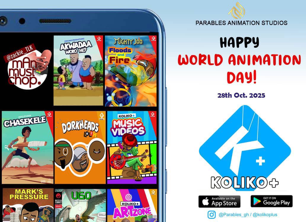 On International Animation day: 28th Oct. 2025, KOLIKO+ celebrates the various GH animators &amp; artists on our ever growing platform,bringing their creative imaginations to life to captivate our audience with their amazing skills &amp;talent. Download app (its free) &amp; enjoy
#ParablesGh
