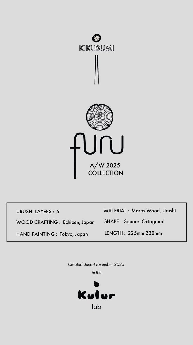 KulurLab's tweet photo. A/W 2025  FURU  Chopstick Collection
藤 fuji purple  11月 1日
柿  kaki orange   11月 1日
苔 koke green   11月 1日
もみじ momiji red  11月 15日

4 new colors hand-painted in KULUR Lab Tokyo https://t.co/l54kRAtiX9