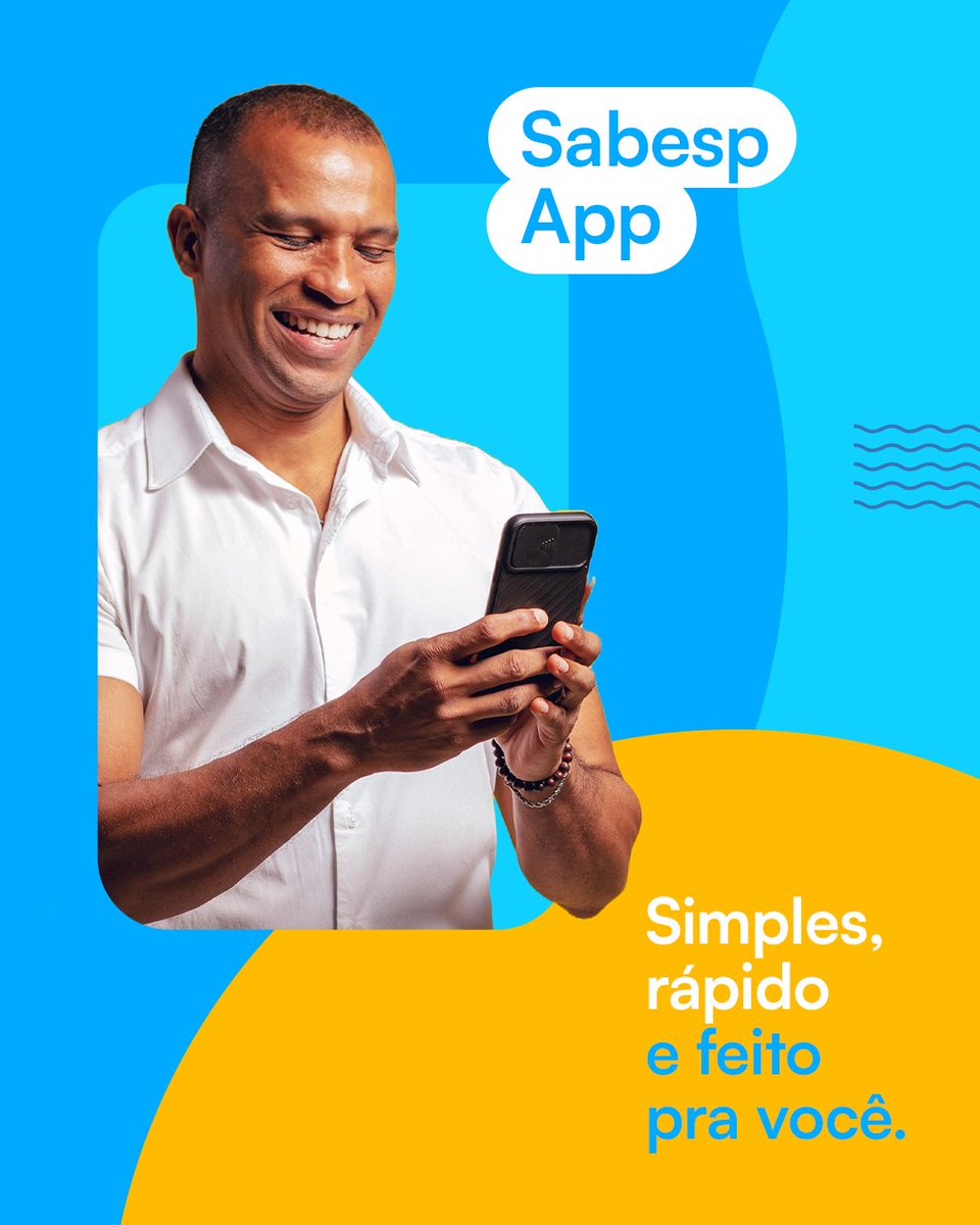 sabesp's tweet image. Já baixou o aplicativo Sabesp? Tenha acesso rápido aos principais serviços sem precisar sair de casa.
É praticidade, segurança e agilidade na palma da mão, é a Sabesp está cada vez mais digital para facilitar seu dia a dia.
Baixe grátis na Google Play ou App Store.