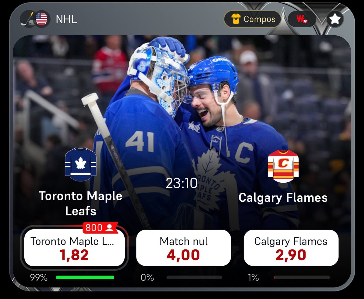 PALIER 8 MONTANTE EXPRESS 

Victoire Toronto Maple Leafs 💙

LIKE ❤️ + RT 👇
Si tu veux un autre safe