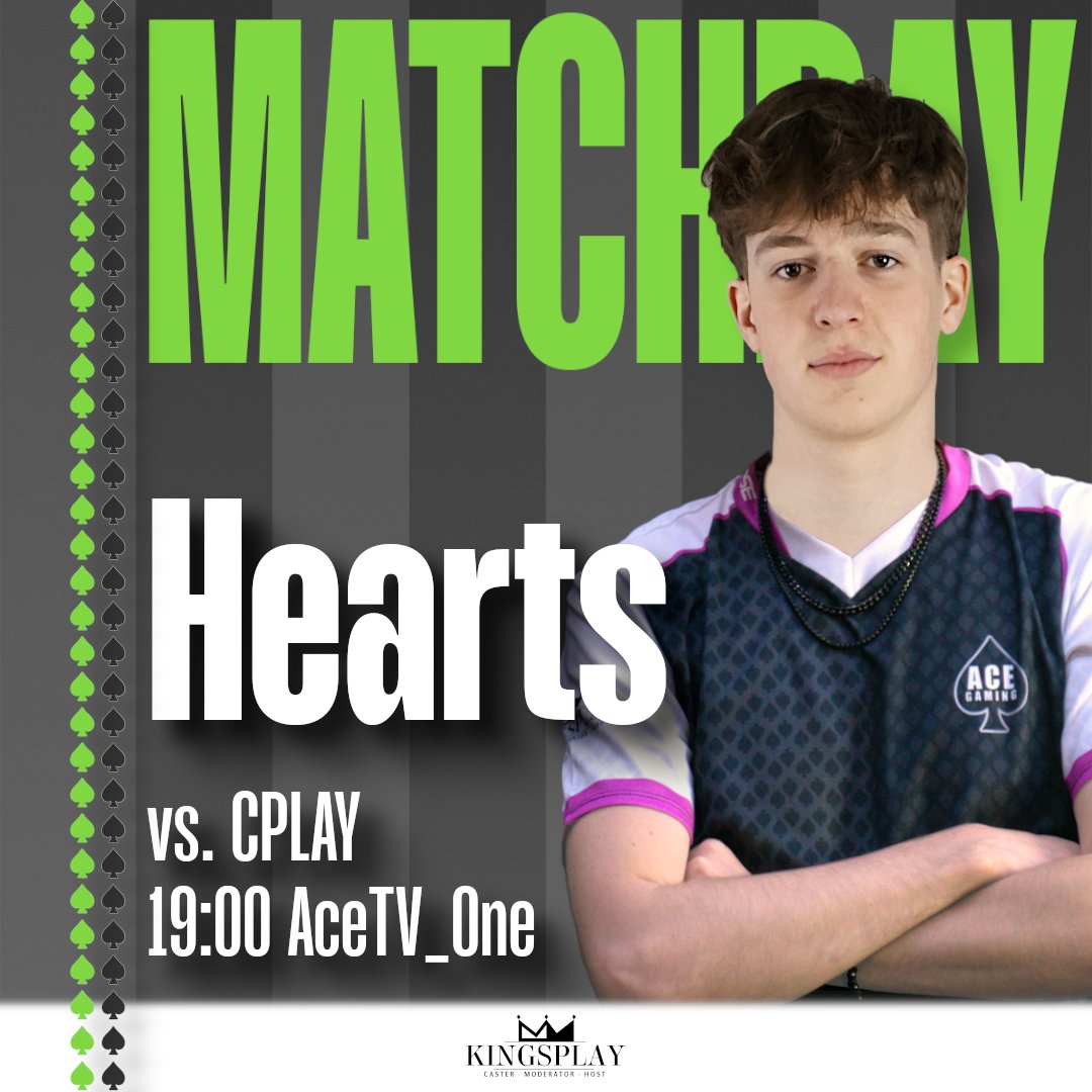 Neuer Tag neuer Matchday!

Heute geht es weiter für die Hearts.
Nachdem man gestern den ersten Punkt hat liegenlassen, will man heute 2:0 gehen.

Doch wird das auch so einfach?

19:00 vs. <a href="/CPLAYgg/">CPLAY</a> zusammen mit <a href="/FishyCasts/">CastFishman</a> und <a href="/Dam0n_12/">Justin Wehr</a> nur auf <a href="/AceTV_One/">Twitch.tv/AceTV_One</a>.

Einschalten und RT!