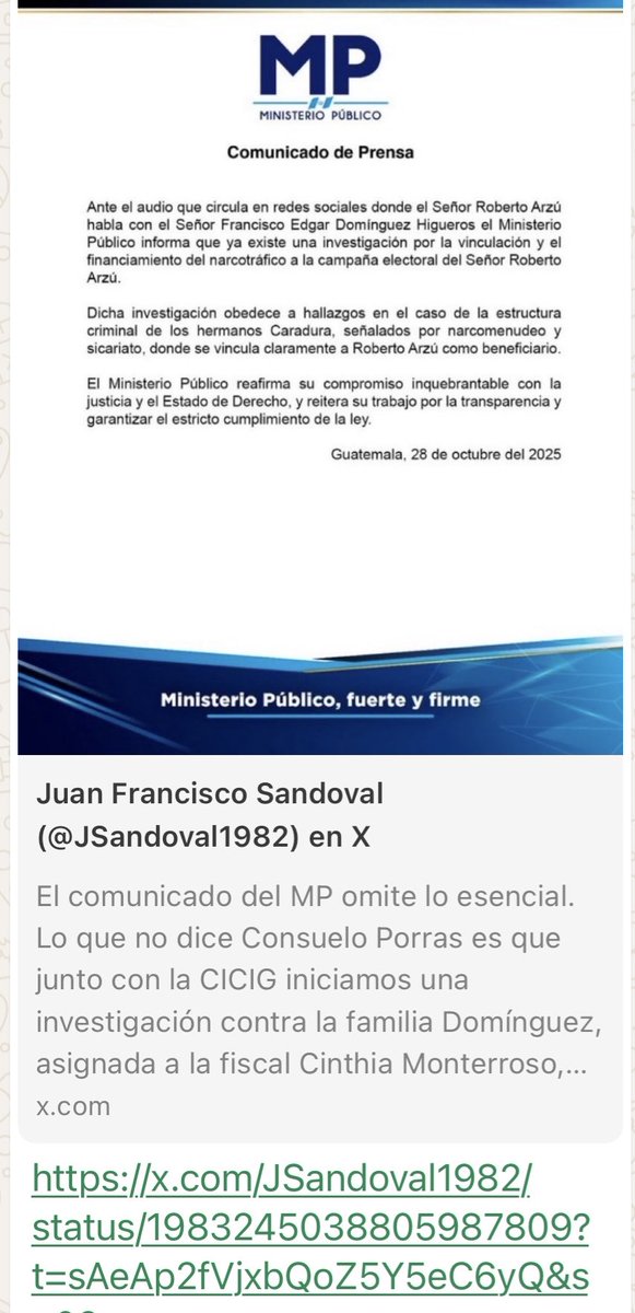El post de la Pancha omite lo esencial. Lo que no dice <a href="/JSandoval1982/">Juan Francisco Sandoval</a> es que el caso está en investigación por la fiscalía competente. Más allá de demostrar su ignorancia al compartir un comunicado fake, reitera su odio hacia las mujeres al atacar a la FG y a Cinthia Monterroso