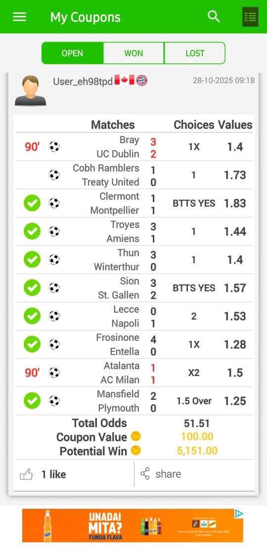 Palmer_Bets's tweet photo. 𝗖𝗼𝗻𝗴𝗿𝗮𝘁𝘂𝗹𝗮𝘁𝗶𝗼n💚💯 
51 odds Boom✅✅✅✅💥

Like and repost for others. 🫠Follow us for more daily Picks.🙏🙏🙏🙏 https://t.co/i3NxrsNCpl