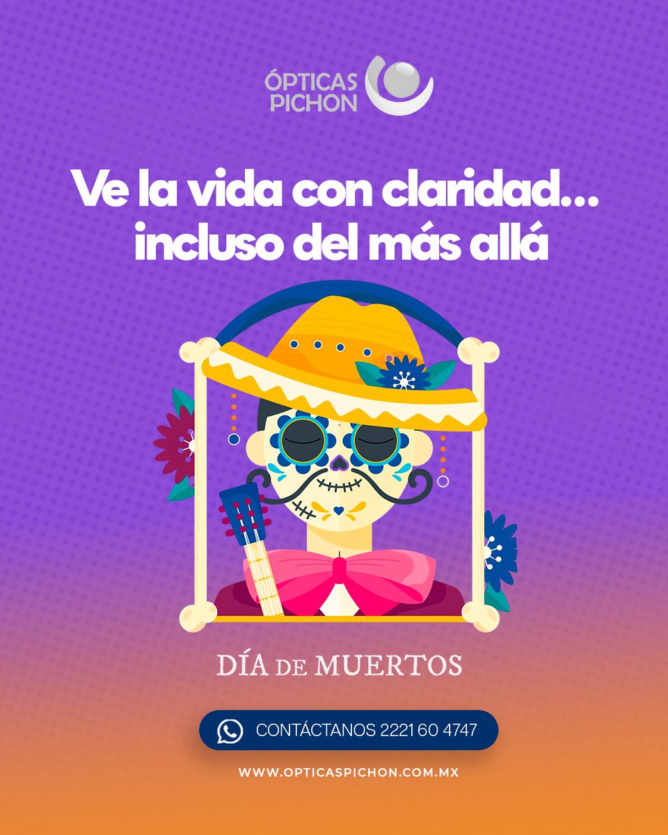 OpticasPichon's tweet photo. 💀✨ En estas fechas llenas de color recordamos a quienes amamos…
pero también celebramos la vida cuidando lo que nos permite verla con claridad 👁️🌼
Porque tus ojos merecen la misma atención que tu ofrenda:
revísalos, protégelos y luce unos lentes tan vivos como la tradición. https://t.co/xs3tmPAYqL