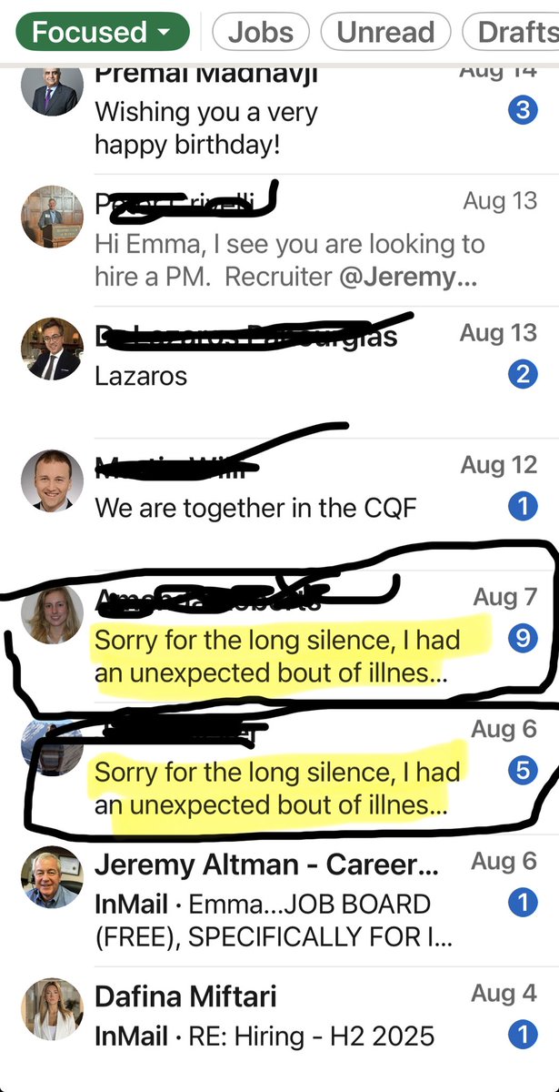 ChatGPT writing LinkedIn messages? Suddenly people messaging you on convos u still haven’t responded on to apologize for “the long silence.” Apparently they “had an unexpected bout of illness.” Here’s to hoping u aren’t using foolish templates!
