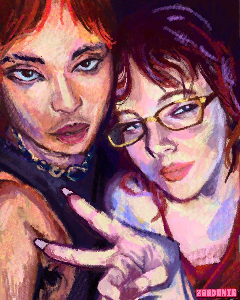zeaofbatz's tweet photo. painting i did of my friends at the club, when i saw this cnty photo i just had to draw it and it came out so well omg!! https://t.co/LS0sNliKC5