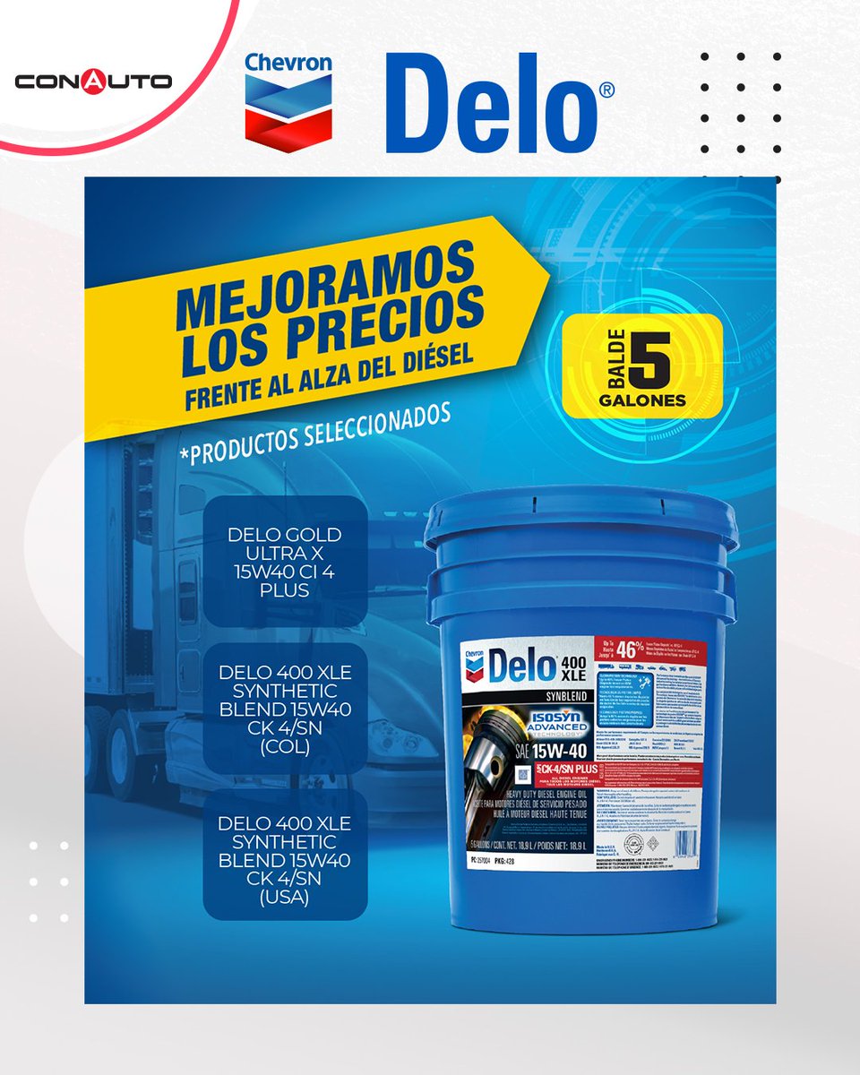 ConautoEC's tweet image. El diésel sube, pero tu mantenimiento no tiene por qué hacerlo 💪
Aprovecha los nuevos precios de los lubricantes Chevron Delo: más rendimiento, menor costo.

#ChevronDelo #Lubricantes #Ahorro #Diésel #Conauto