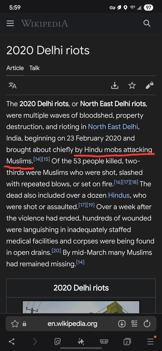 Alien_00X's tweet image. @Wikipedia vs @Grokipedia on same riot happened 5 yrs ago. 

Even after 5 yr Wikipedia continued to peddle lies and propaganda. On the contrary Grokipedia&apos;s article is right on the spot. Even Indian Supreme Court has refused to entertain bailout of several Jihadi mastermind.