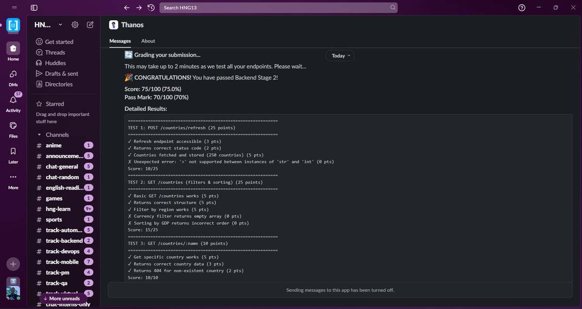 ekojoecovenant's tweet image. Days 338 - 340:
- I passed @hnginternship backend stage 2 after completing and submitting the stage 2 task (A RESTful API that fetches country data, stores it in MySQL with exchange rate).
- While doing the task, i learnt how to use node-canvas for image generation
#365DaysCode