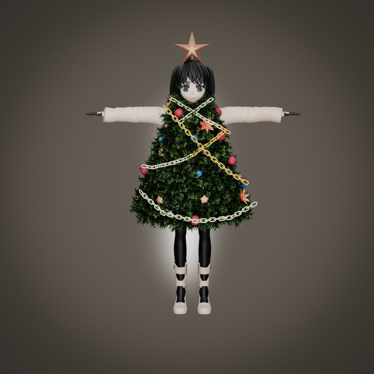 theravenalicia's tweet photo. Who needs a Christmas tree when you are the Christmas tree? 🎄💫
Made this festive avatar for my client @FluffinMcPuffin
#vrchat #vrchatavatar #vrchatartist #vrchatcreators
#3dmodel #3dartist #vrccommunity #customavatar #christmasvibes https://t.co/lsFvAWjhbI