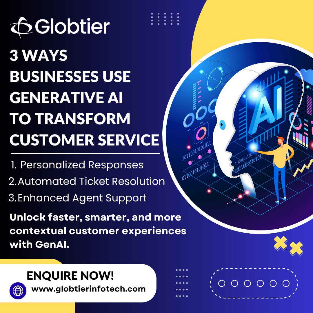 globtierinfotec's tweet image. 𝐀𝐬 𝐆𝐞𝐧𝐞𝐫𝐚𝐭𝐢𝐯𝐞 𝐀𝐈 𝐫𝐞𝐬𝐡𝐚𝐩𝐞𝐬 𝐢𝐧𝐝𝐮𝐬𝐭𝐫𝐢𝐞𝐬, #𝐜𝐮𝐬𝐭𝐨𝐦𝐞𝐫 𝐬𝐞𝐫𝐯𝐢𝐜𝐞 𝐬𝐭𝐚𝐧𝐝𝐬 𝐭𝐨 𝐠𝐚𝐢𝐧 𝐭𝐡𝐞 𝐦𝐨𝐬𝐭.
From #automated ticket #resolution to real-time support suggestions and personalized responses.
globtierinfotech.com/ai-automation
#GenAI #AI