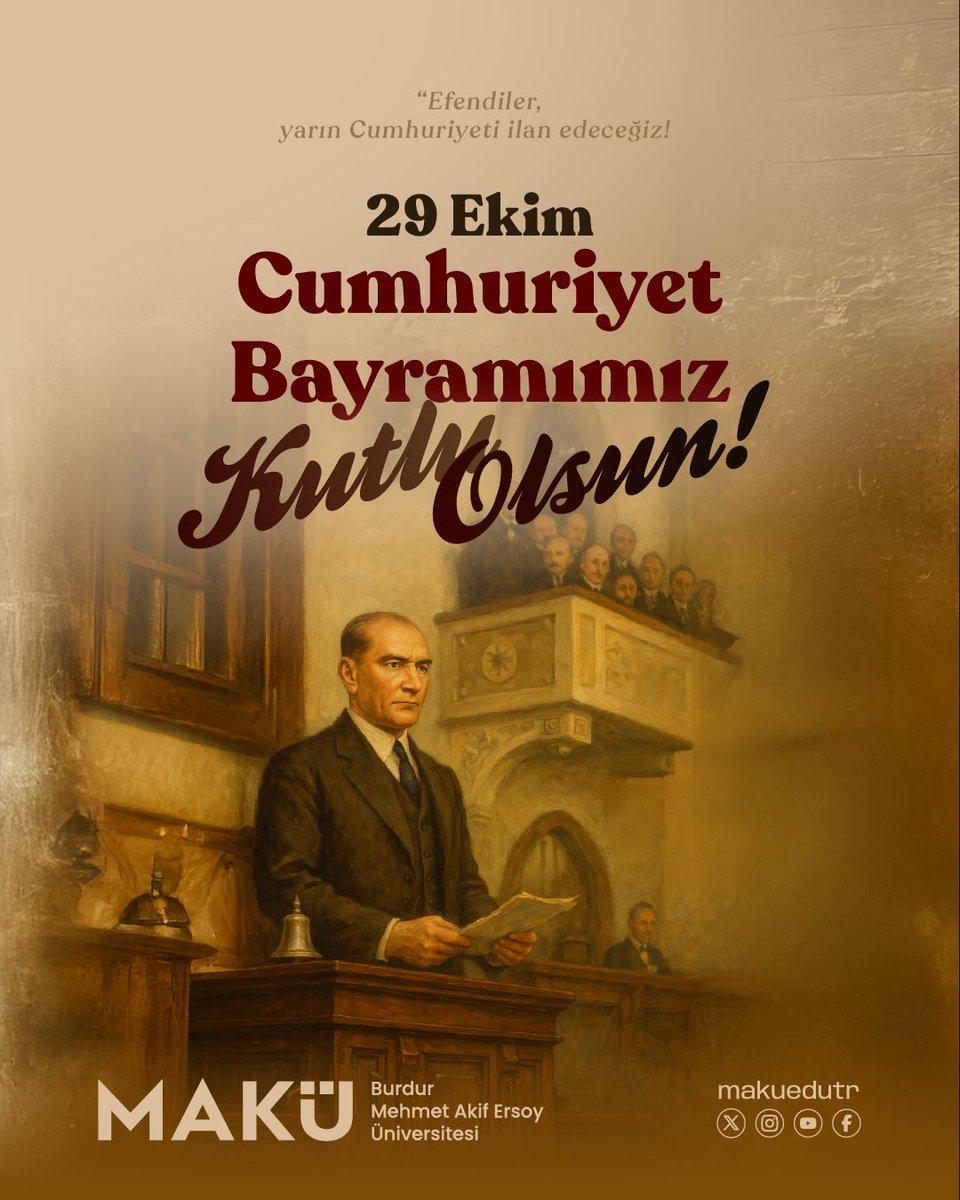 Cumhuriyetimizin 102. yılı kutlu olsun.
Gazi Mustafa Kemal Atatürk ve silah arkadaşlarını saygı, minnet ve rahmetle anıyoruz.