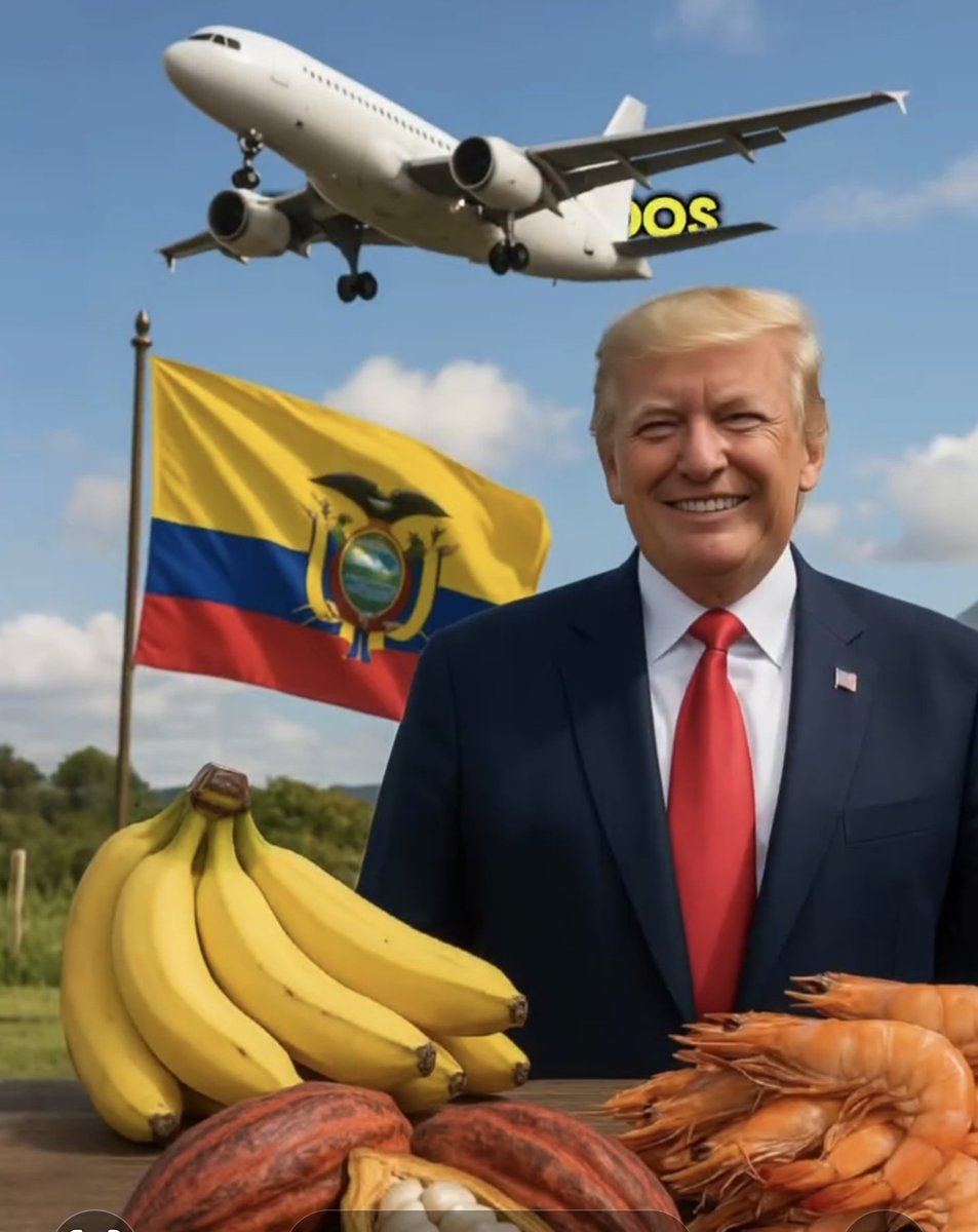 Extraordinaria noticia: exportaciones de Banano, Cacao y Camarones ecuatorianos, no pagarán aranceles para entrar en EEUU.
Gracias Presidente <a href="/realDonaldTrump/">Donald J. Trump</a>