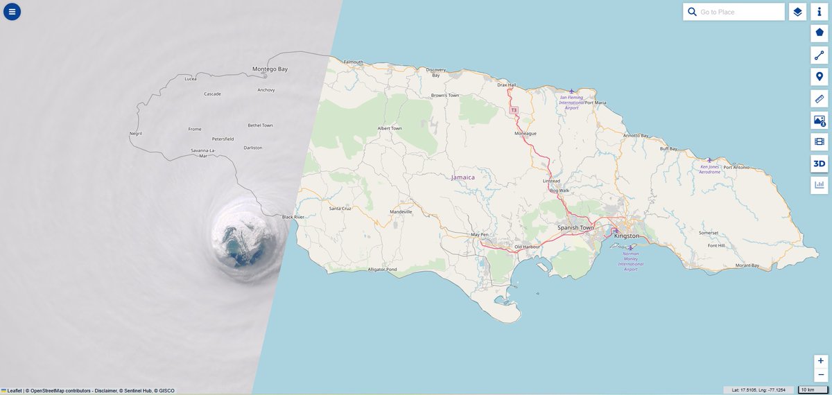 Melissa's eye 🌀, Caribbean Sea, Jamaica 🇯🇲, October 28th, 2025 15:55:41 UTC #Copernicus #Sentinel-2🛰️