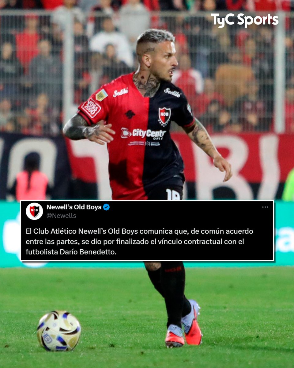 🔴⚫✍ A través de sus redes sociales, Newell's anunció que, de común acuerdo, Darío Benedetto rescindió su contrato con la Lepra. Lucas Bernardi, que asumió como DT interino del conjunto rosarino,  le comunicó al Pipa que no sería tenido en cuenta, por lo que llegaron a un