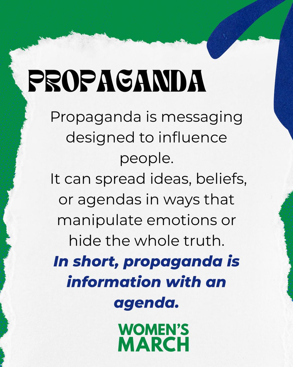 womensmarch's tweet image. They want to control what you think but your mind is yours. 🔥 Spot propaganda, question it, and don’t let anyone decide your reality. Freedom starts with staying informed and speaking up. ✊ #Propaganda #Freedom #WomensMarch #CriticalThinking #KnowYourPower