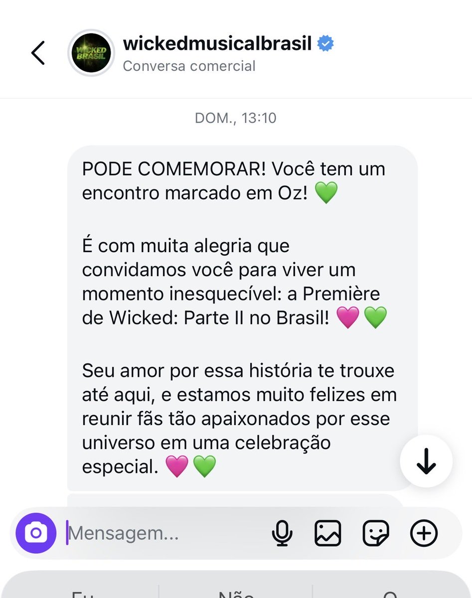 Oliverzinx's tweet image. DEU CERTO ESTAREI NA PREMIÈRE,  MUITO OBRIGADO @wickedmusicalbr 🩷💚😭✨ #eunapremieredewicked #arianatorsnapremiere