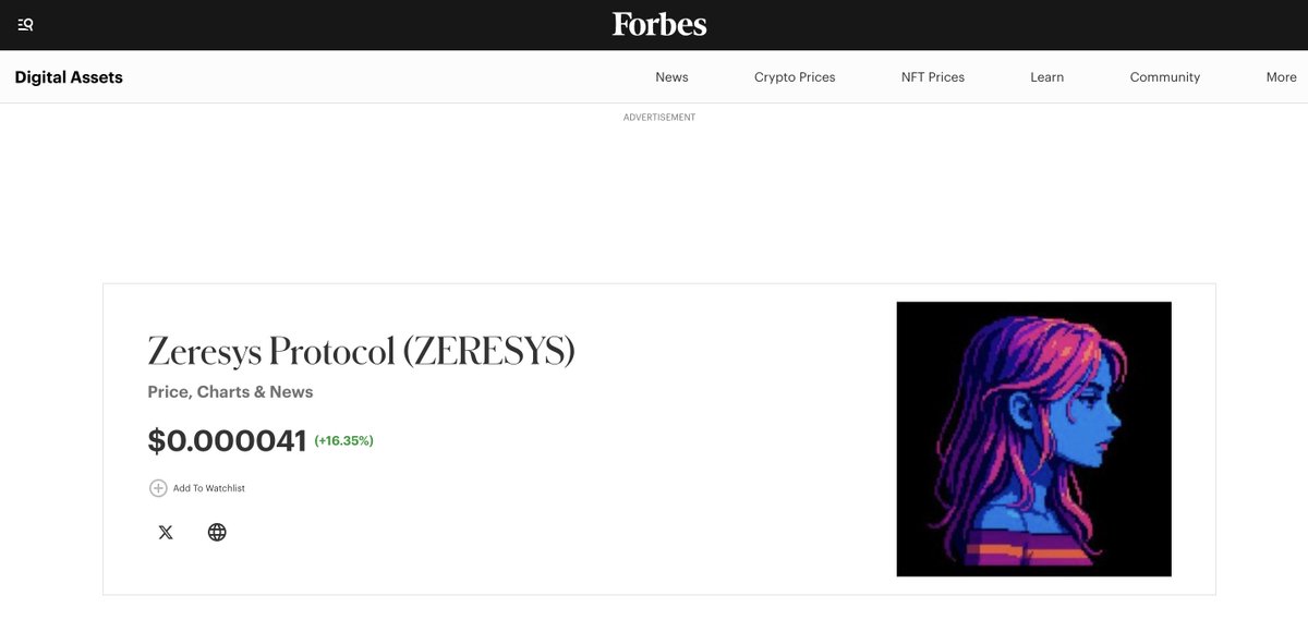 zeresysprotocol's tweet image. $ZERESYS is listed on @ForbesCrypto 

forbes.com/digital-assets…