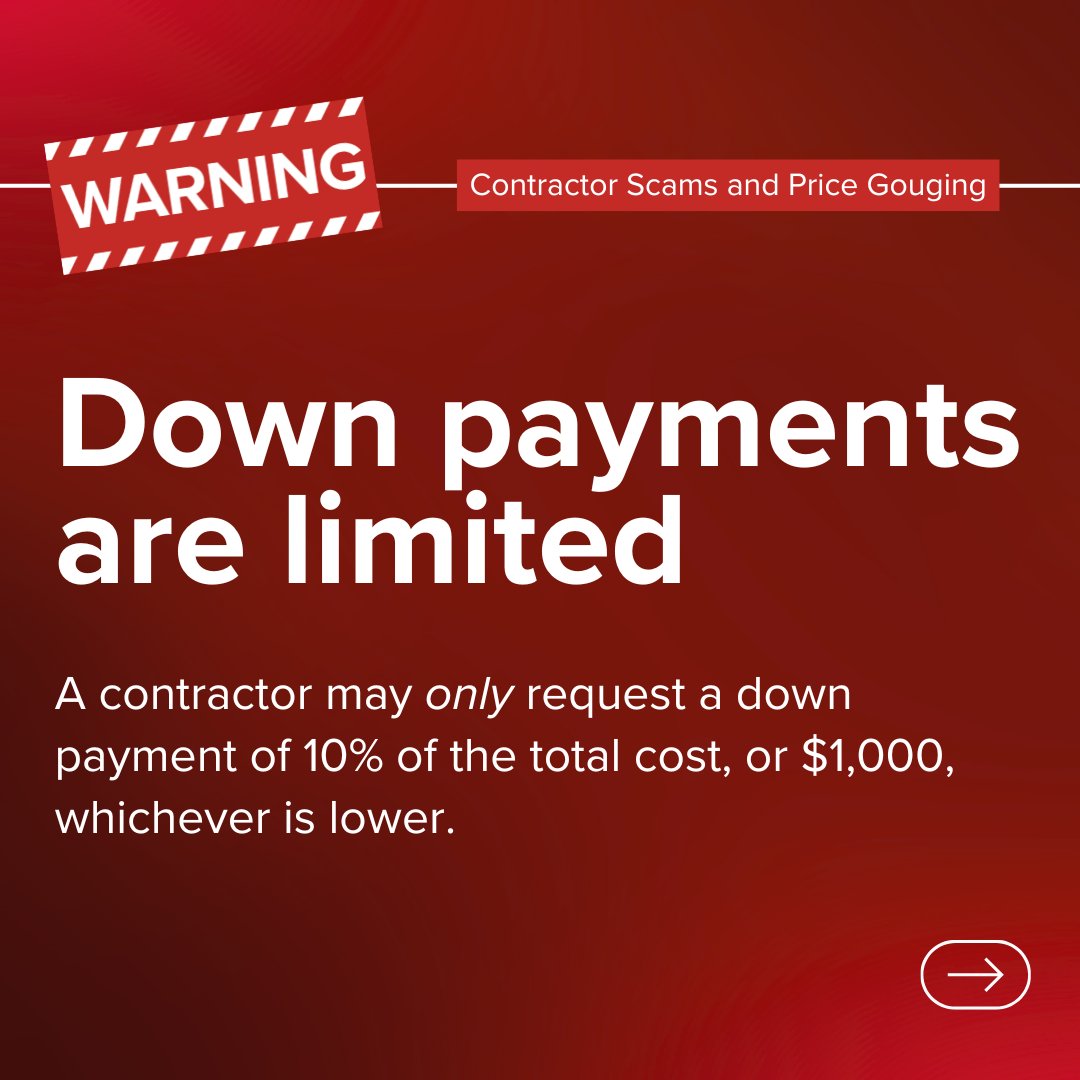 Cal_OES's tweet photo. 🚨Scammers and dishonest contractors often take advantage of disaster victims.
➡️Swipe through to learn how to protect yourself from fraud and price gouging when rebuilding your home
#LAWildfires #LAFireRecovery #RebuildSafely #LicensedContractor @CSLB https://t.co/s6iOjXYAJS