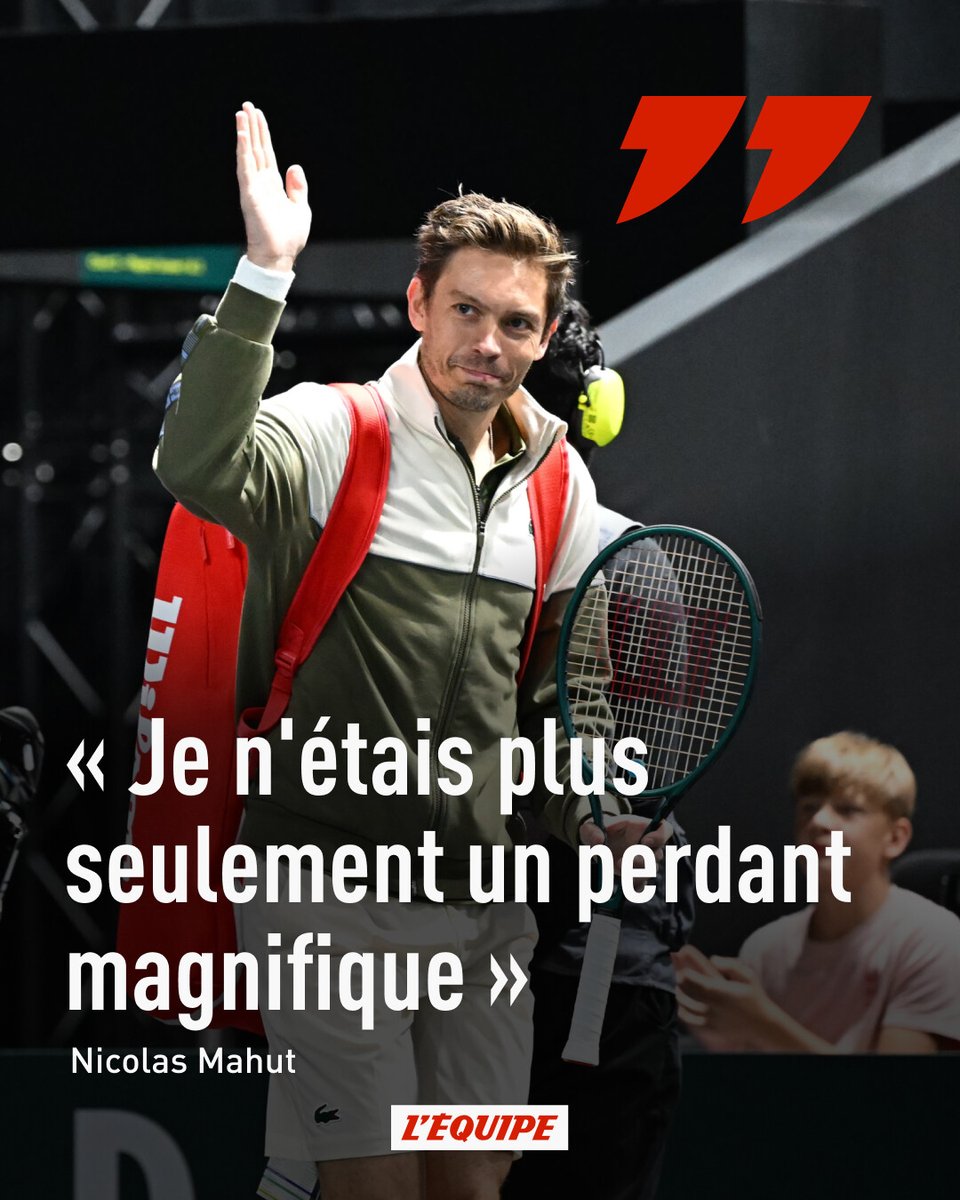 lequipe's tweet image. À 43 ans, Nicolas Mahut, ex n° 1 mondial en double, a disputé ce mardi, au Rolex Paris Masters, le dernier match de sa carrière, au côté de Grigor Dimitrov.
Le Français revisite sa carrière ➡️ l.lequipe.fr/oFT