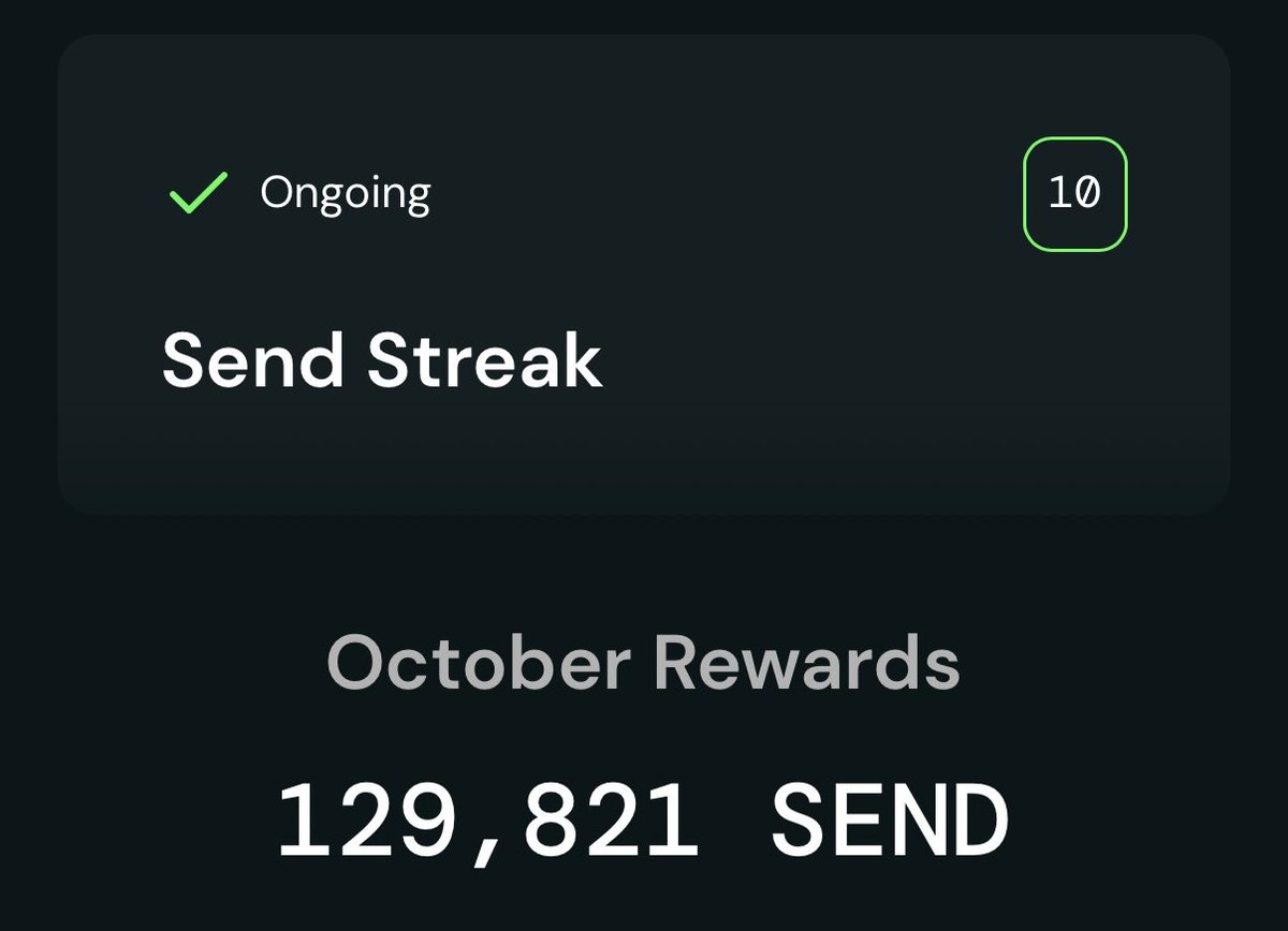 Dire_0x's tweet image. Here&apos;s your entry. Giving away 10% (~13,000 $Send) of my October @Send rewards. Three winners will be chosen by Nov 7th.

1. Follow, like, and repost
2. Create a wallet and get verified with this link send.app/?referral=Dire
3. Reply with your send tag

Must complete all three ^