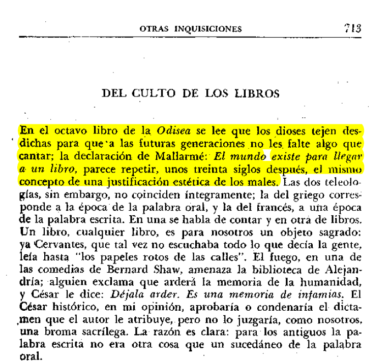 ladrondesabado's tweet photo. A Borges le encantaba la cita de Homero «Los dioses tejen desdichas para que a las futuras generaciones no les falte algo que cantar» que él leyó en el libro VIII de la Odisea, pero que también está en la Ilíada y en la tragedia "Troyanas" de Eurípides: https://t.co/Izy5fEhMzi