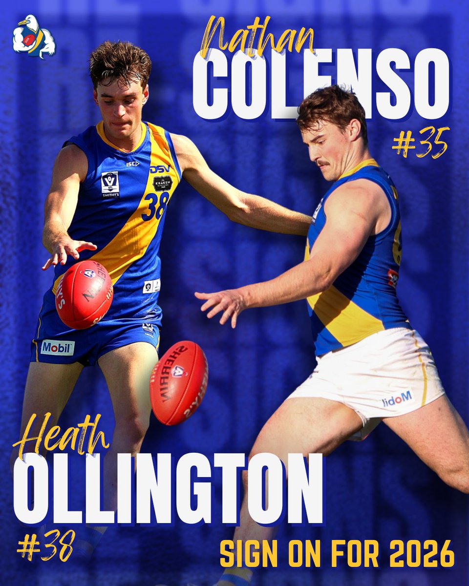 Big news up forward: Nathan Colenso and Heath Ollington recommit for 2026 👊💥

Following standout 2025 campaigns, Colenso kicking 30 goals and Ollington earning Most Promising Player at Presentation Night 2025, the pair will continue to lead our forward line next season.

Get